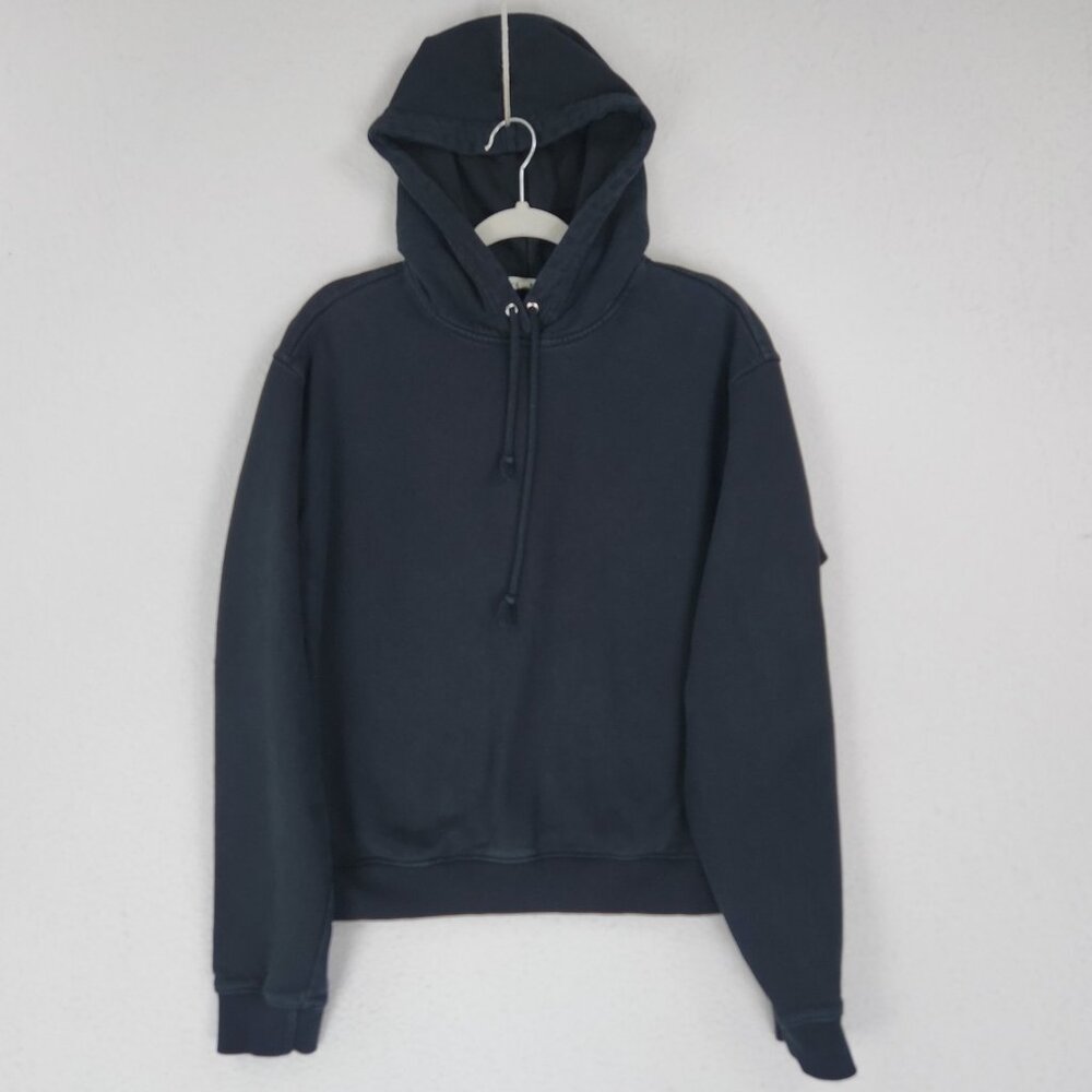 Good American Sweater Womens 3 Large Black Essentials Hoodie Cotton Pullover